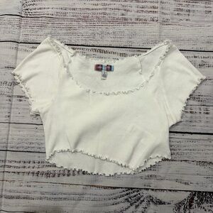 White Ruffled Crop Top by urban outfitters size large